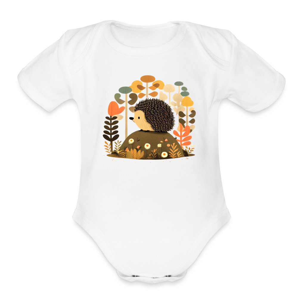 Organic Short Sleeve Baby Bodysuit - Porcupine - white