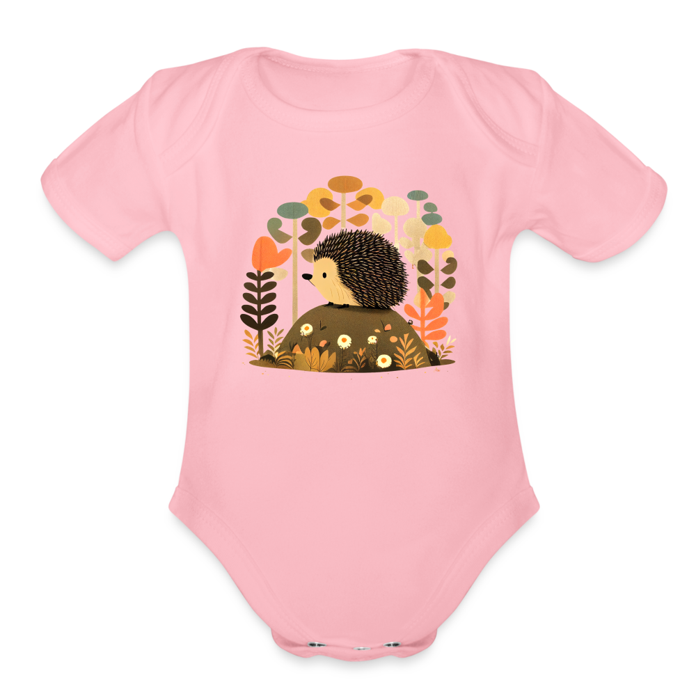 Organic Short Sleeve Baby Bodysuit - Porcupine - light pink