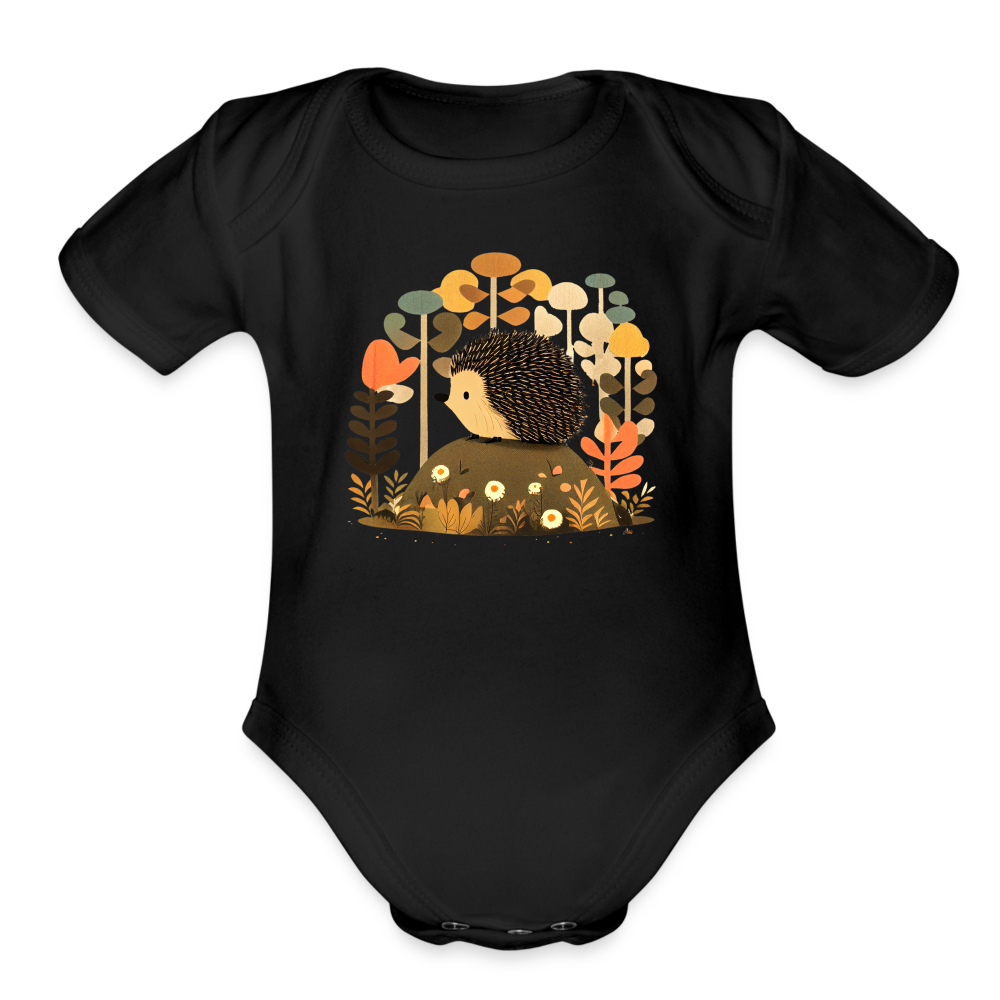 Organic Short Sleeve Baby Bodysuit - Porcupine - black