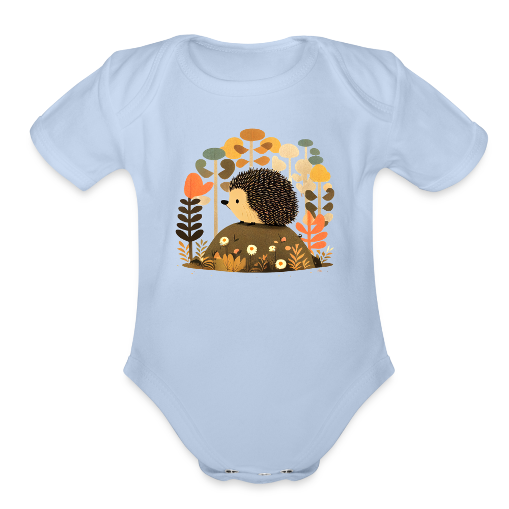 Organic Short Sleeve Baby Bodysuit - Porcupine - sky