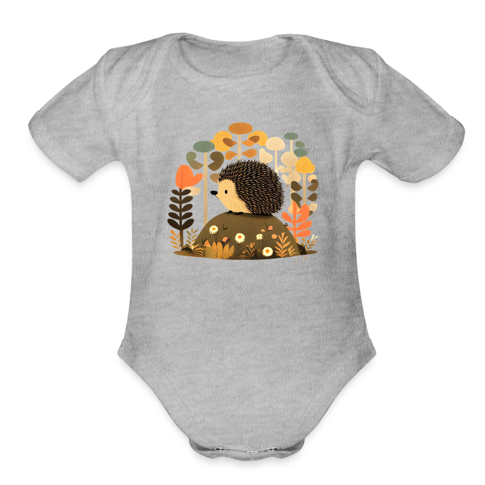 Organic Short Sleeve Baby Bodysuit - Porcupine - heather grey