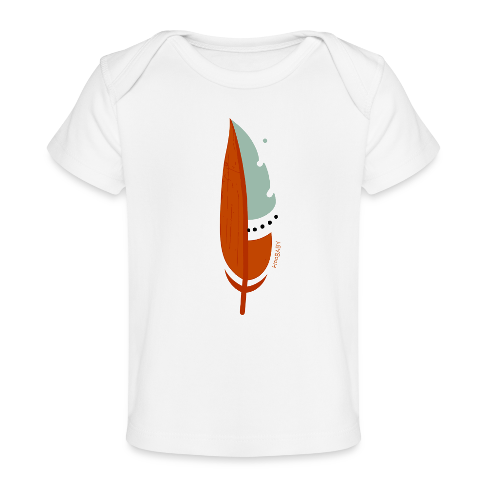 Organic Baby T-Shirt - Red Feather - white