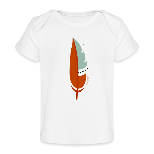 Organic Baby T-Shirt - Red Feather - white