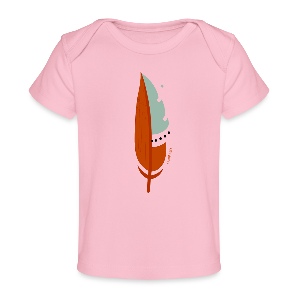 Organic Baby T-Shirt - Red Feather - light pink