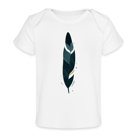 Organic Baby T-Shirt - Blue Feather - white