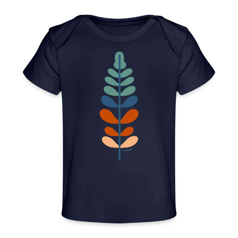 Organic Baby T-Shirt - Rainbow Feather - dark navy