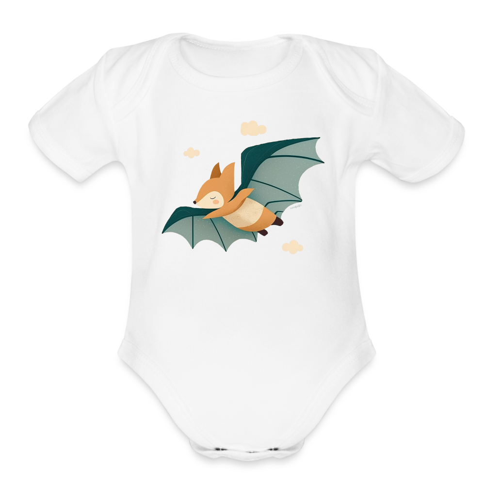 Organic Short Sleeve Baby Bodysuit - Flying Fox - white