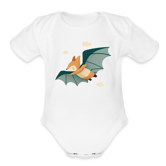 Organic Short Sleeve Baby Bodysuit - Flying Fox - white