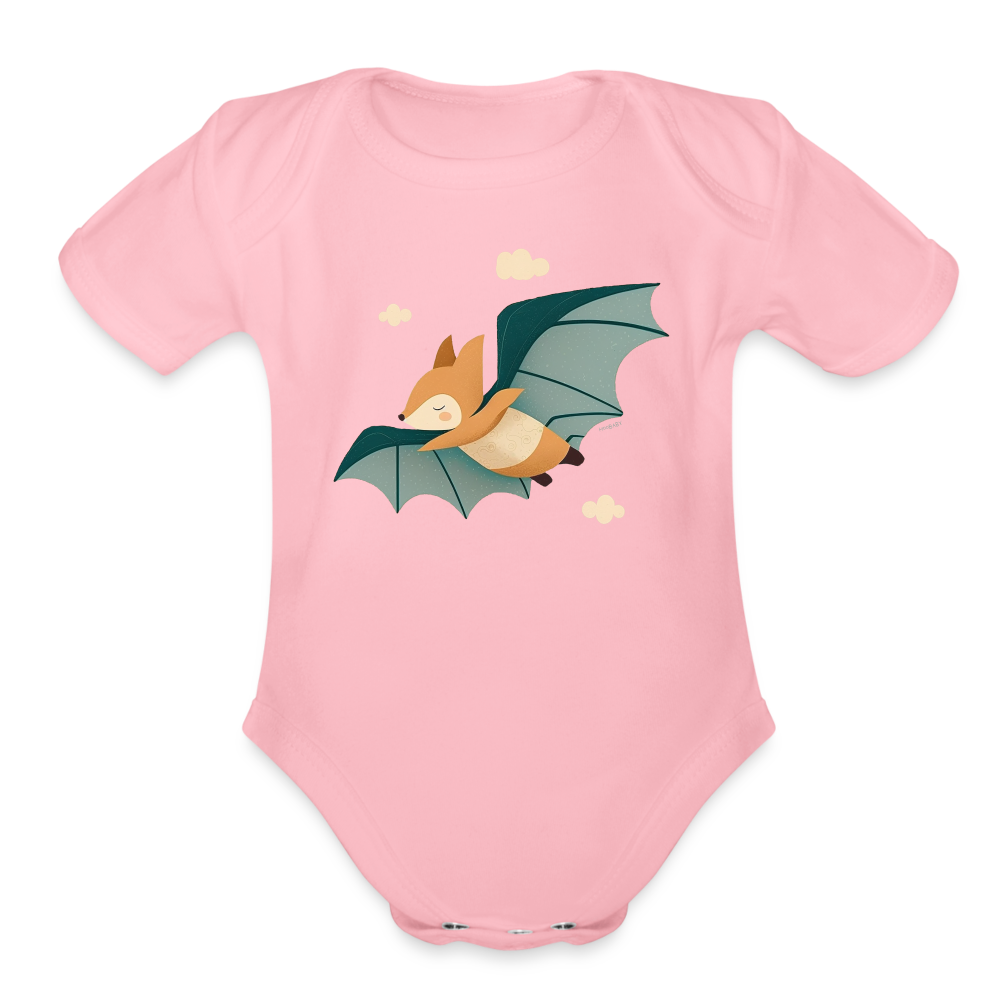 Organic Short Sleeve Baby Bodysuit - Flying Fox - light pink