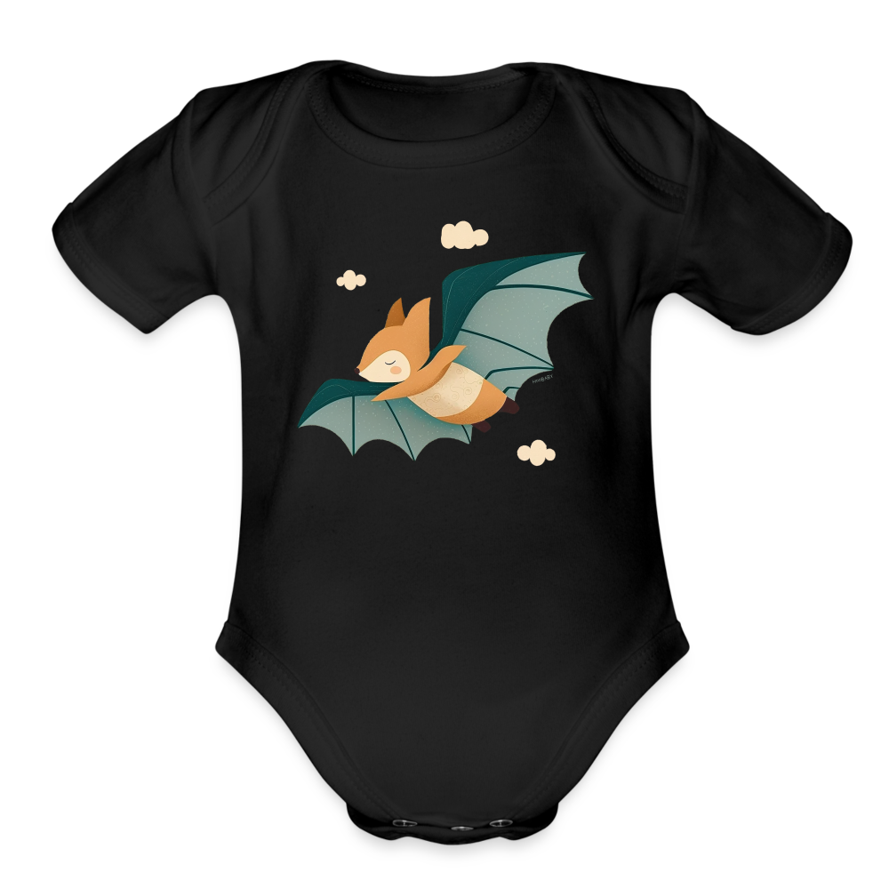 Organic Short Sleeve Baby Bodysuit - Flying Fox - black