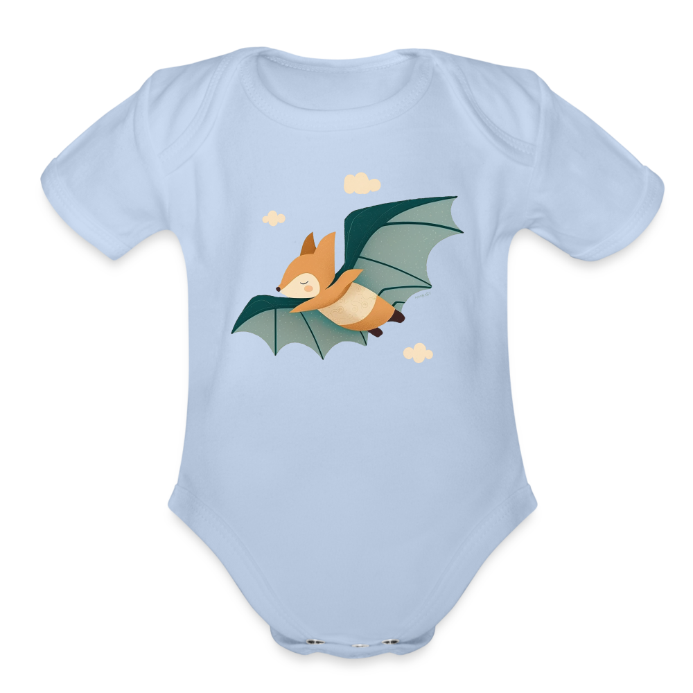 Organic Short Sleeve Baby Bodysuit - Flying Fox - sky