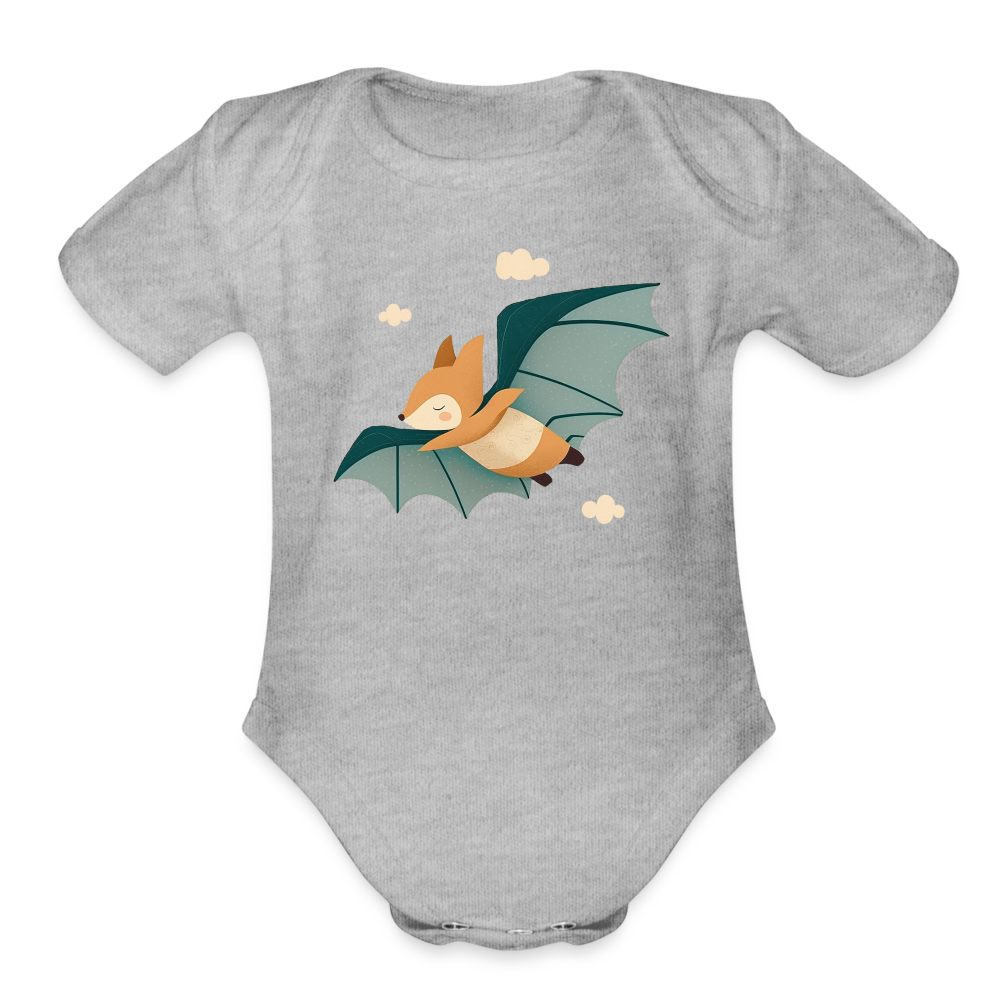 Organic Short Sleeve Baby Bodysuit - Flying Fox - heather grey