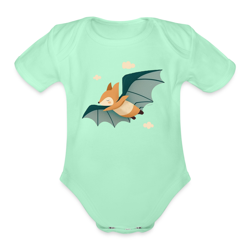 Organic Short Sleeve Baby Bodysuit - Flying Fox - light mint