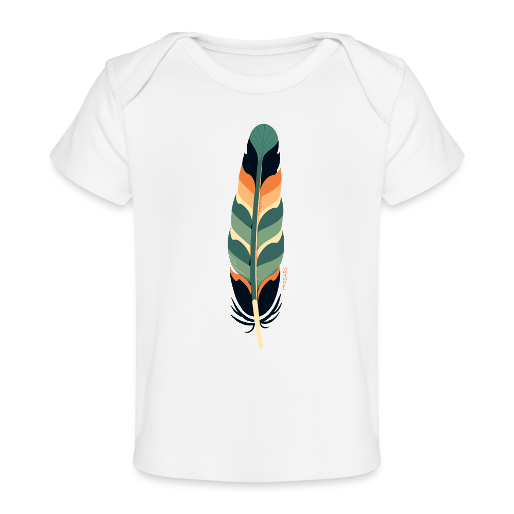 Organic Baby T-Shirt - Multicolor Feather - white