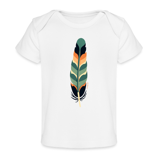 Organic Baby T-Shirt - Multicolor Feather - white