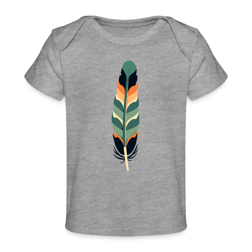 Organic Baby T-Shirt - Multicolor Feather - heather grey