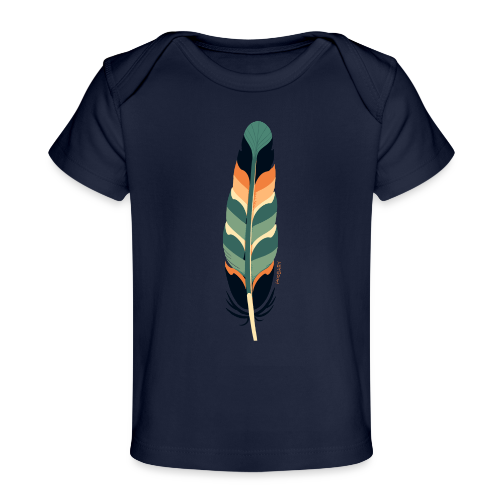 Organic Baby T-Shirt - Multicolor Feather - dark navy