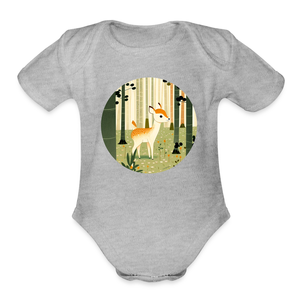 Organic Short Sleeve Baby Bodysuit - Deer - heather grey