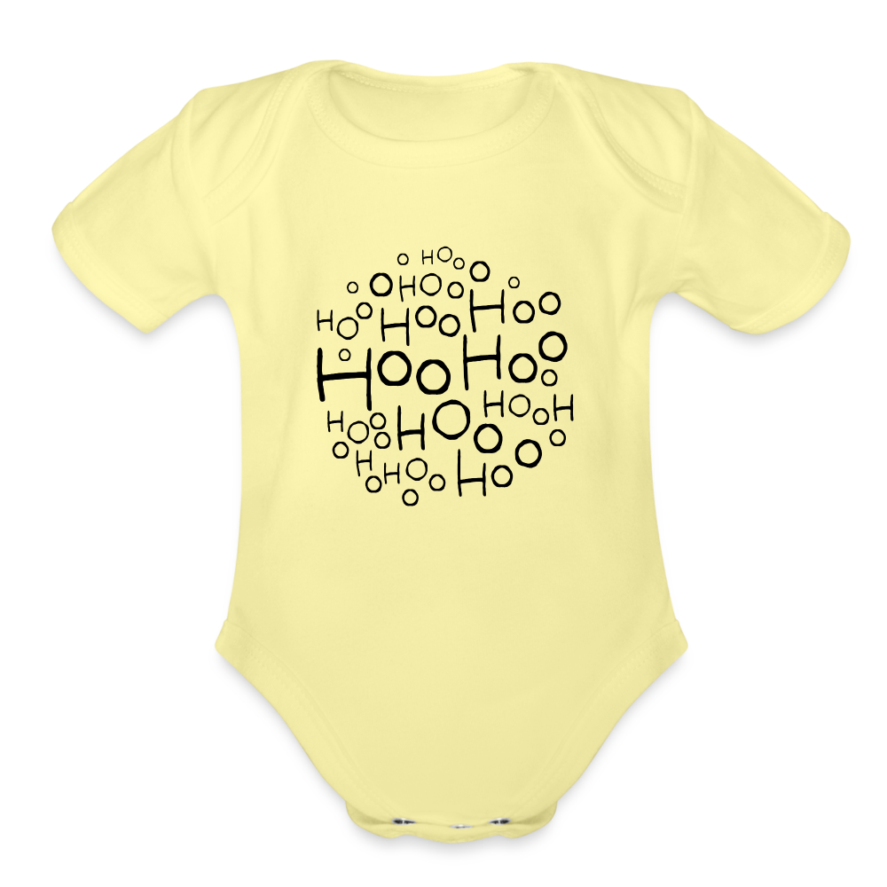 Organic Short Sleeve Baby Bodysuit - Hoo Cloud (light) - washed yellow