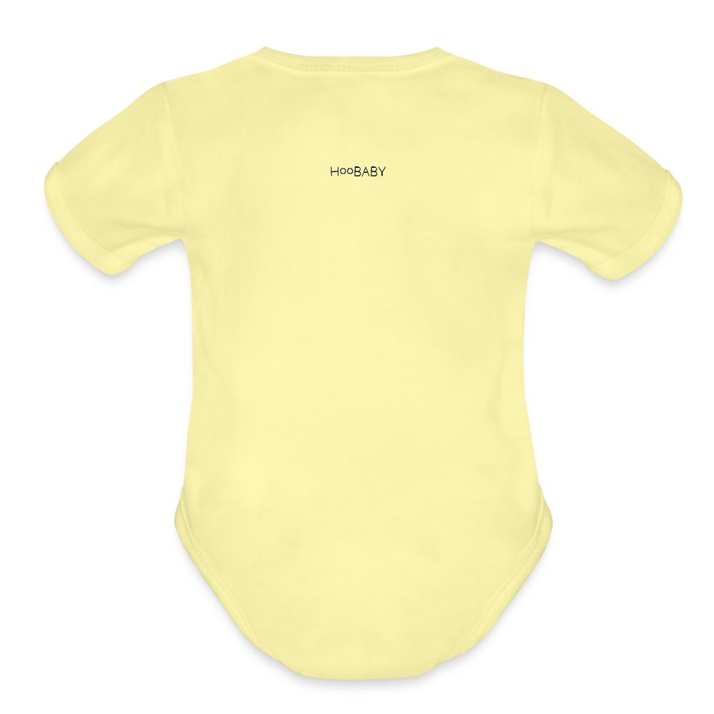 Organic Short Sleeve Baby Bodysuit - Hoo Cloud (light) - washed yellow