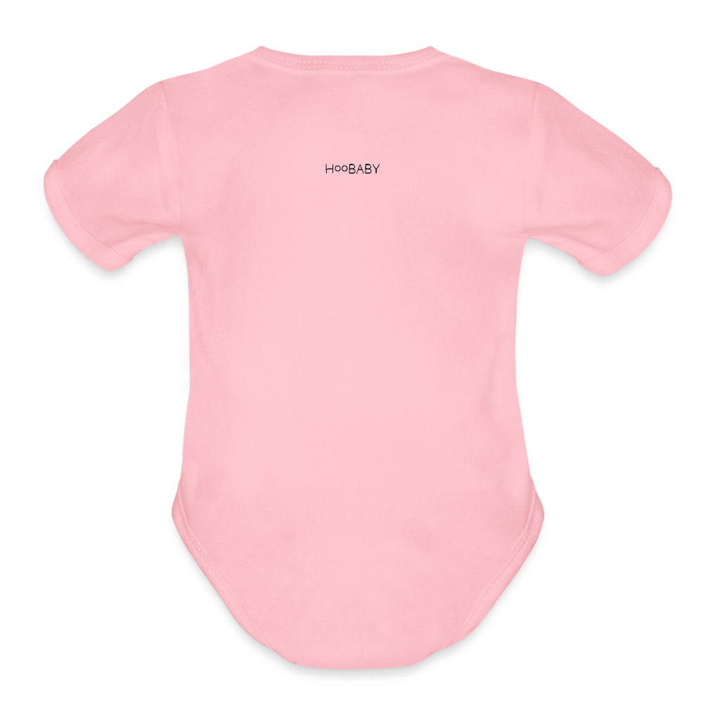 Organic Short Sleeve Baby Bodysuit - Hoo Cloud (light) - light pink