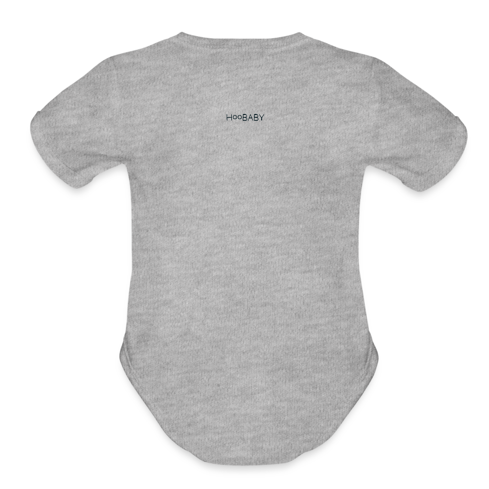 Organic Short Sleeve Baby Bodysuit - Hoo Cloud (light) - heather grey