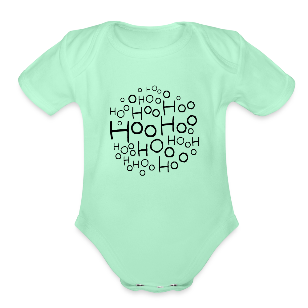 Organic Short Sleeve Baby Bodysuit - Hoo Cloud (light) - light mint