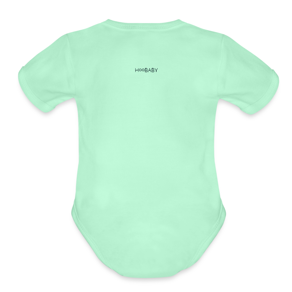 Organic Short Sleeve Baby Bodysuit - Hoo Cloud (light) - light mint