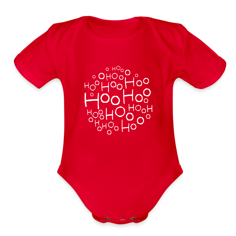 Organic Short Sleeve Baby Bodysuit - Hoo Cloud (dark) - red