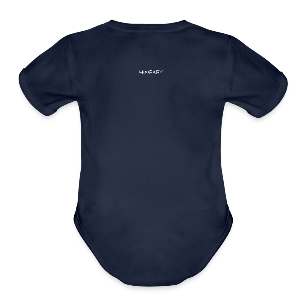 Organic Short Sleeve Baby Bodysuit - Hoo Cloud (dark) - dark navy