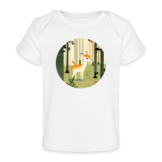 Organic Short Sleeve Baby T-shirt - Deer - white