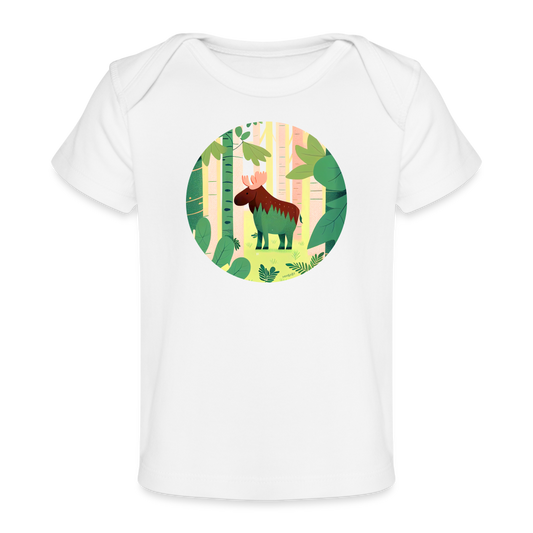 Organic Short Sleeve Baby T-shirt - Moose - white