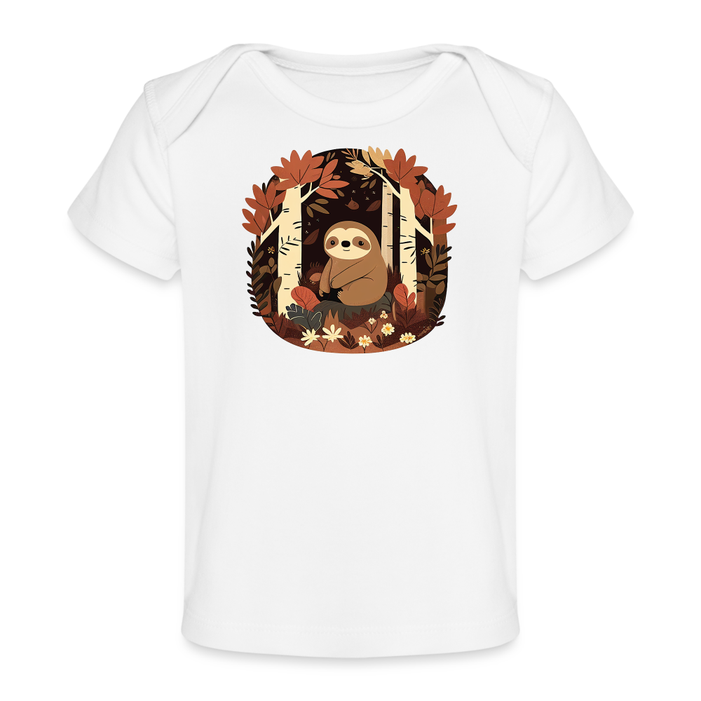 Organic Short Sleeve Baby T-Shirt - Sloth - white