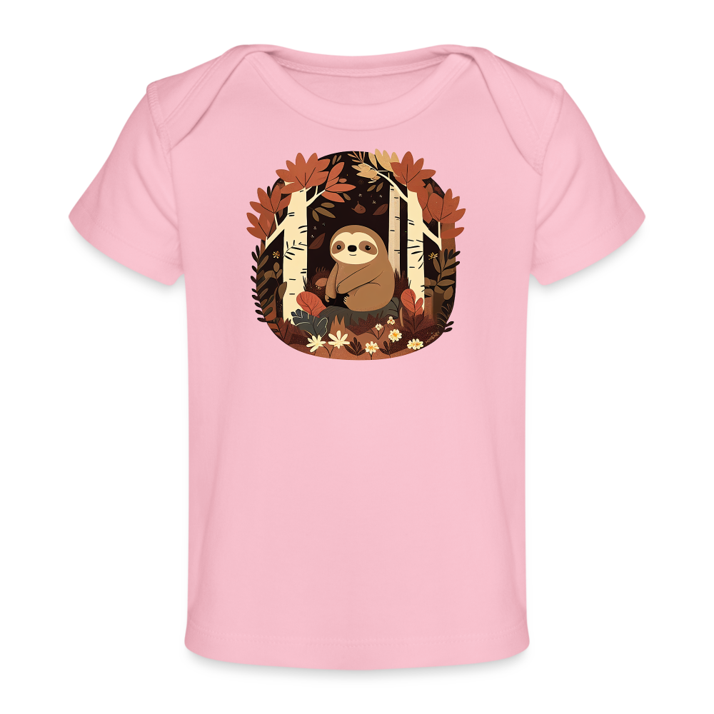 Organic Short Sleeve Baby T-Shirt - Sloth - light pink