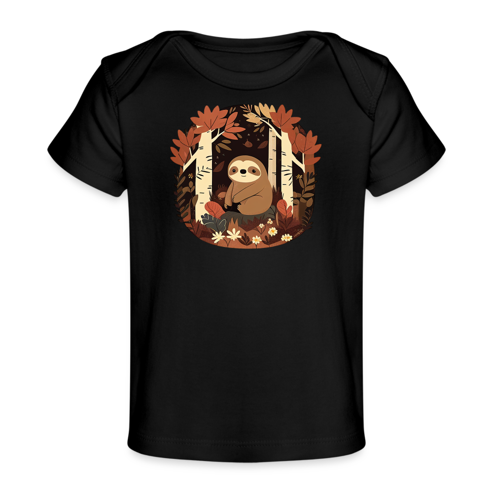 Organic Short Sleeve Baby T-Shirt - Sloth - black