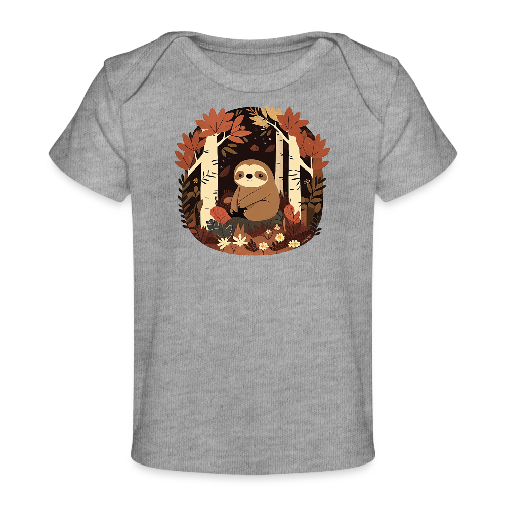 Organic Short Sleeve Baby T-Shirt - Sloth - heather grey