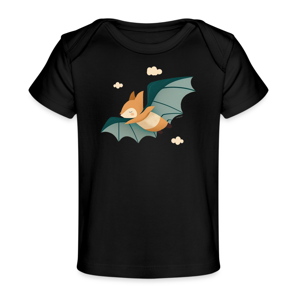 Organic Short Sleeve Baby T-Shirt - Flying Fox - black