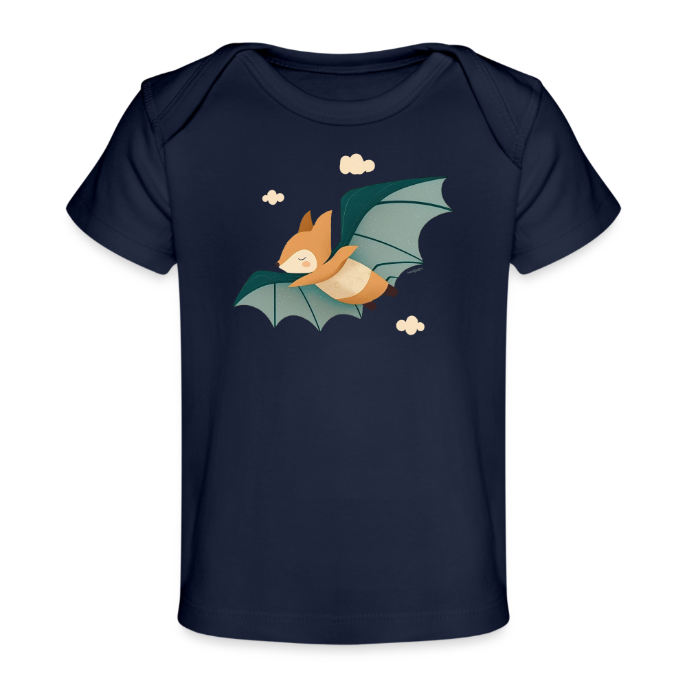 Organic Short Sleeve Baby T-Shirt - Flying Fox - dark navy