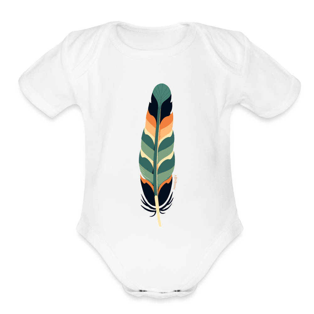 Organic Baby Bodysuit - Multicolor Feather - white