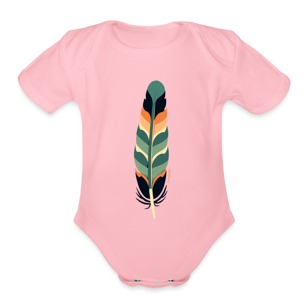 Organic Baby Bodysuit - Multicolor Feather - light pink