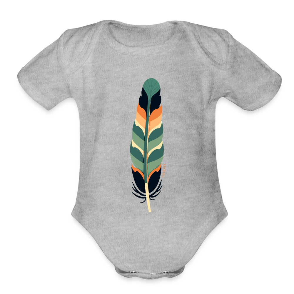 Organic Baby Bodysuit - Multicolor Feather - heather grey