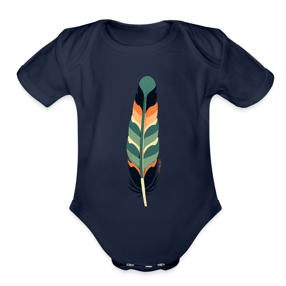 Organic Baby Bodysuit - Multicolor Feather - dark navy