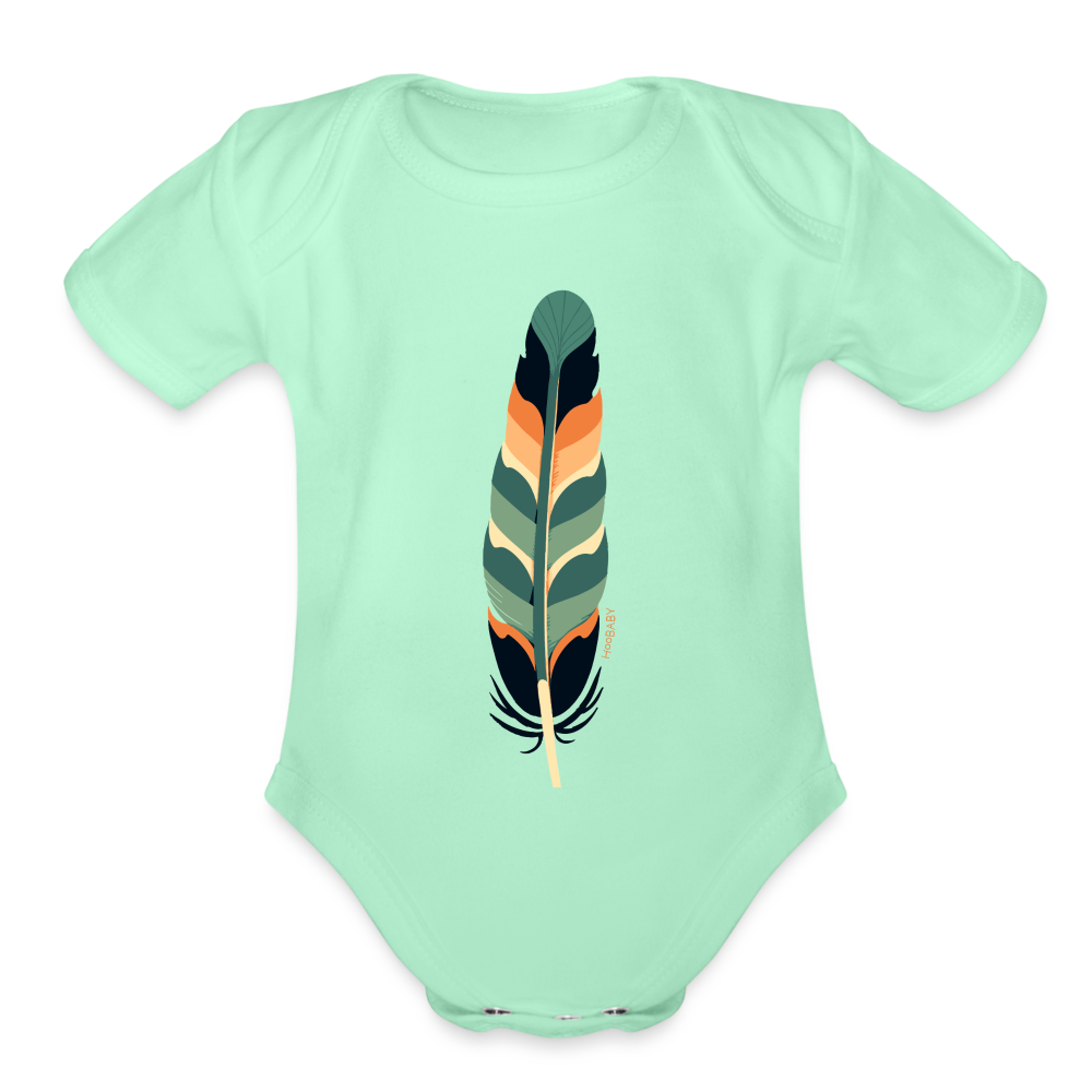 Organic Baby Bodysuit - Multicolor Feather - light mint