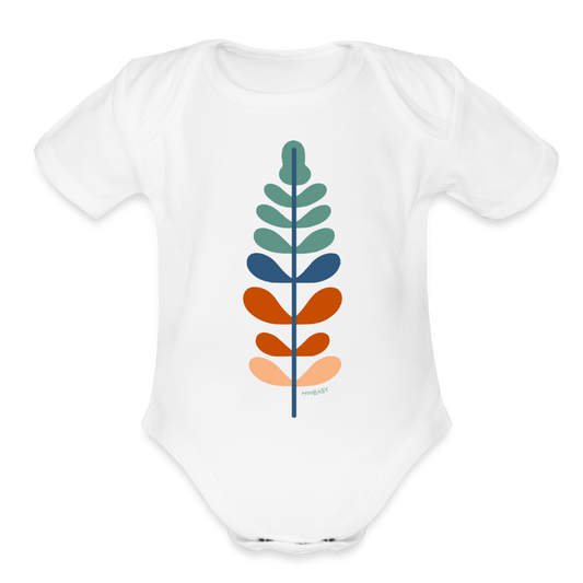 Organic Baby Bodysuit - Rainbow Feather - white