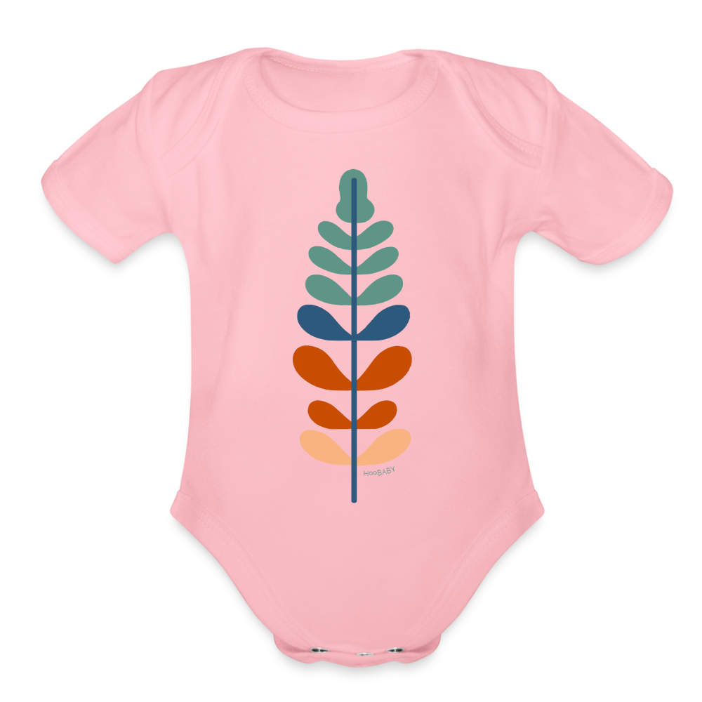 Organic Baby Bodysuit - Rainbow Feather - light pink