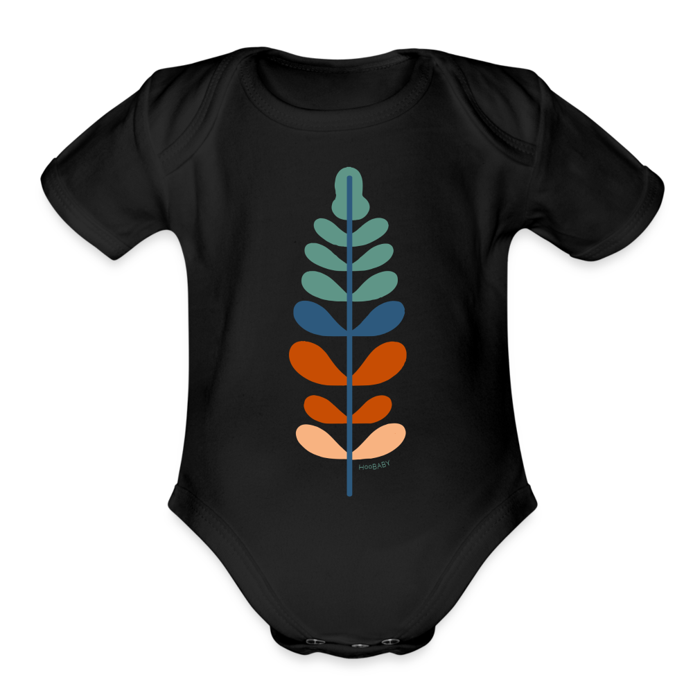 Organic Baby Bodysuit - Rainbow Feather - black