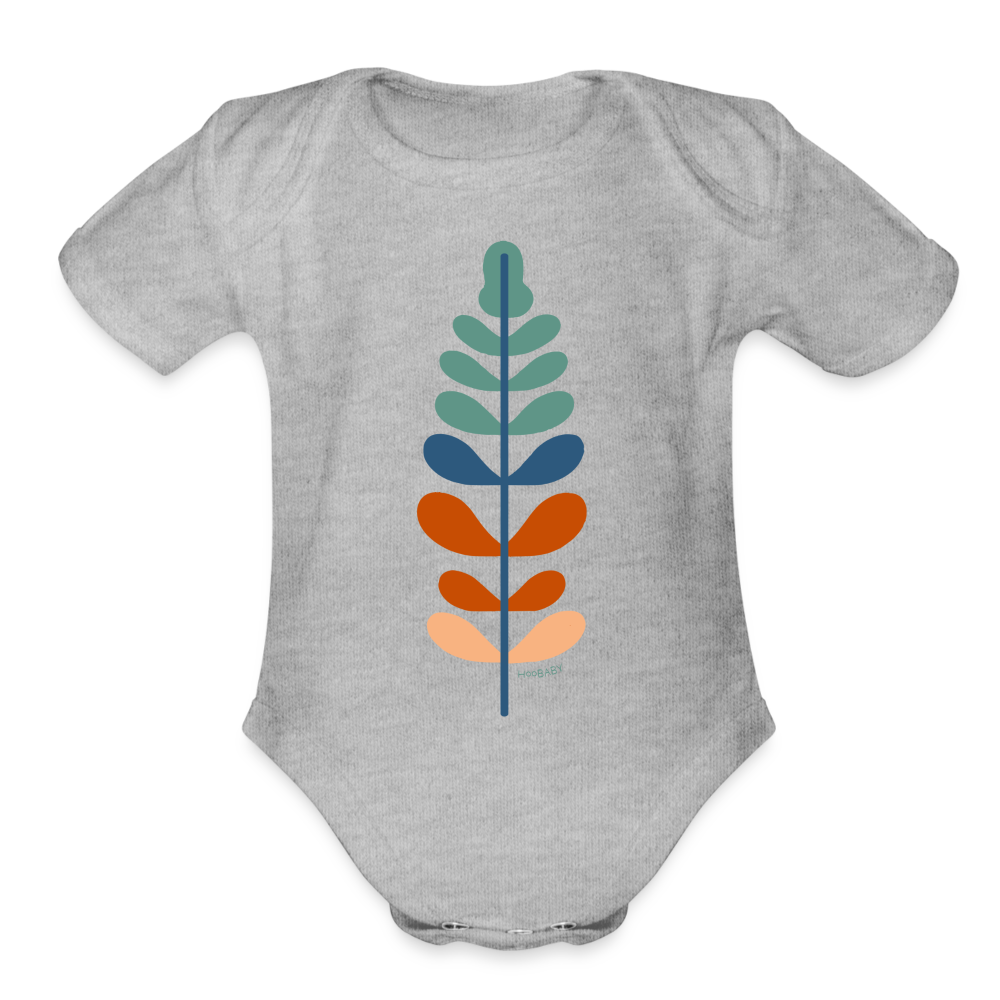 Organic Baby Bodysuit - Rainbow Feather - heather grey