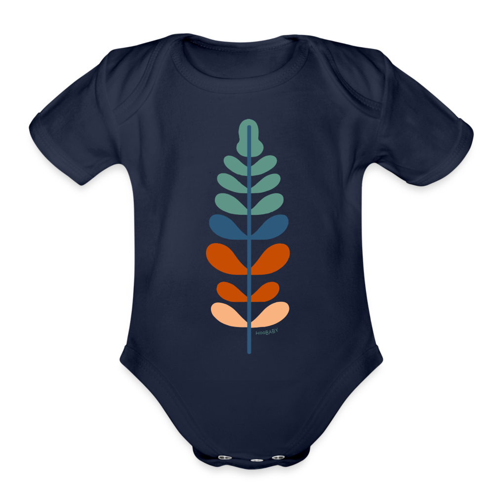 Organic Baby Bodysuit - Rainbow Feather - dark navy