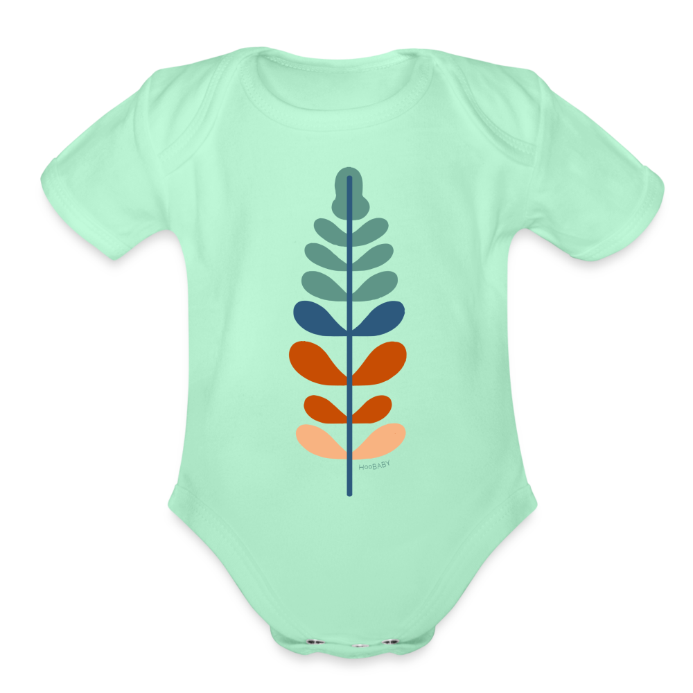 Organic Baby Bodysuit - Rainbow Feather - light mint