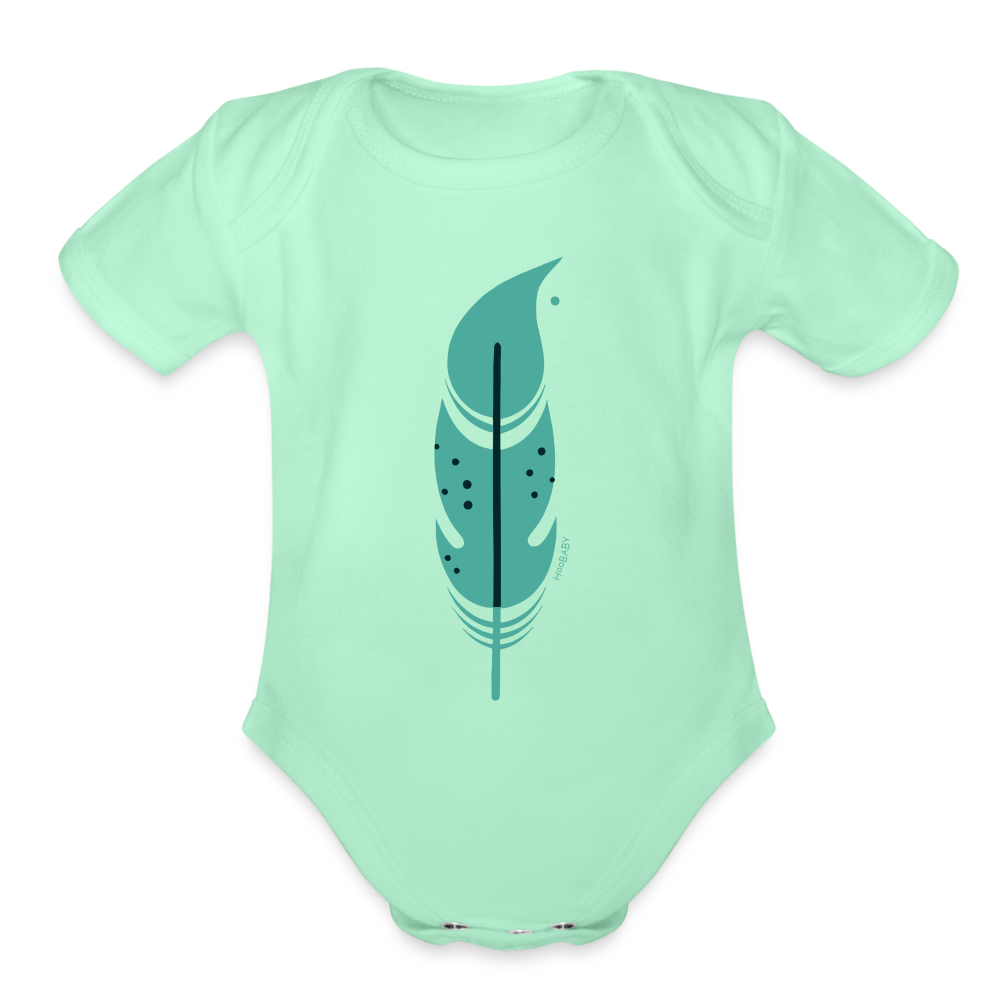 Organic Baby Bodysuit - Green Feather - light mint